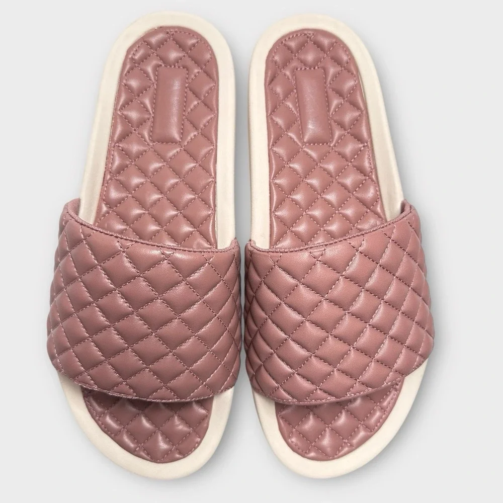APL Slides Women's 11 Men's 9 Leather Lusso Mauve Beachwood/Pristine Sandals New
